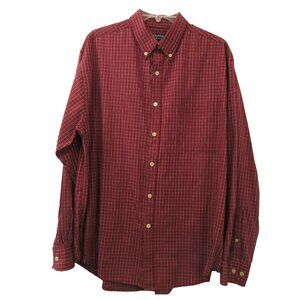 Puritan Shirt Mens Large (42/44) Red Plaid Button Front Long Sleeve Collar